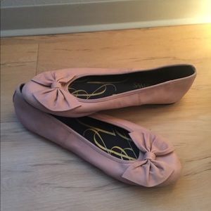 Sam & Libby Leather Bow Ballet Flats (Pink)